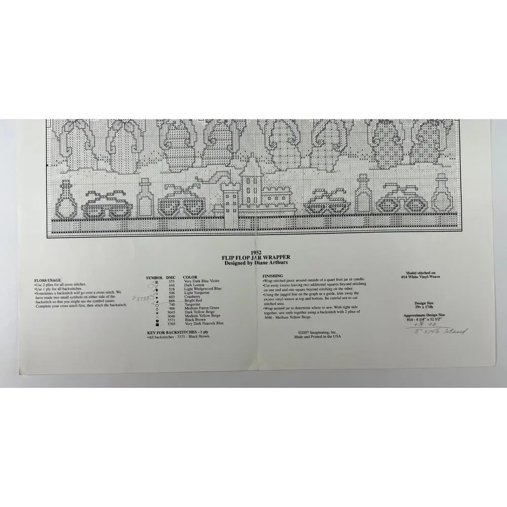 Imaginating Flip Flop Jar Wrapper Cross Stitch Chart Diane Arthurs Summer